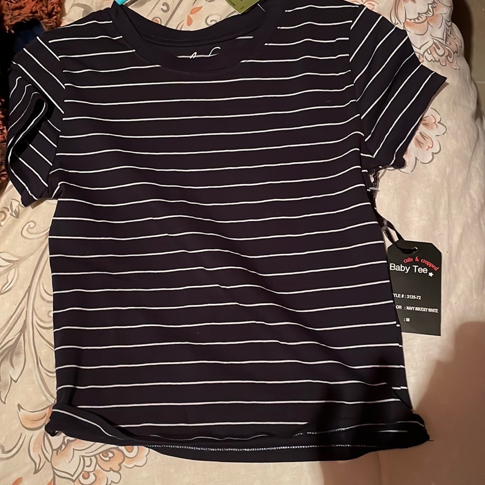 Navy blue and white crop top
